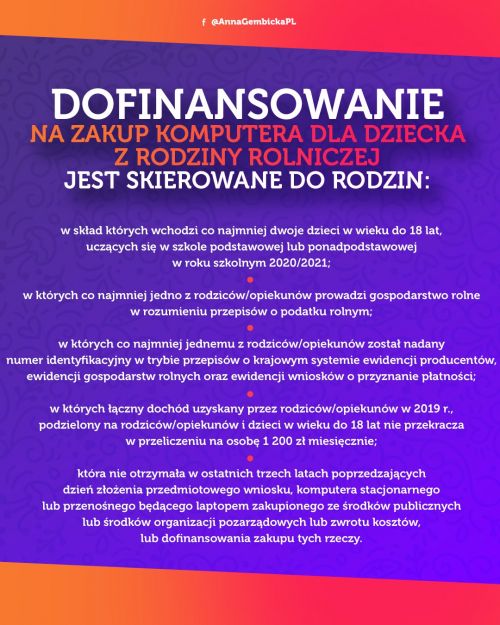 Dofinansowanie na zakup komputera