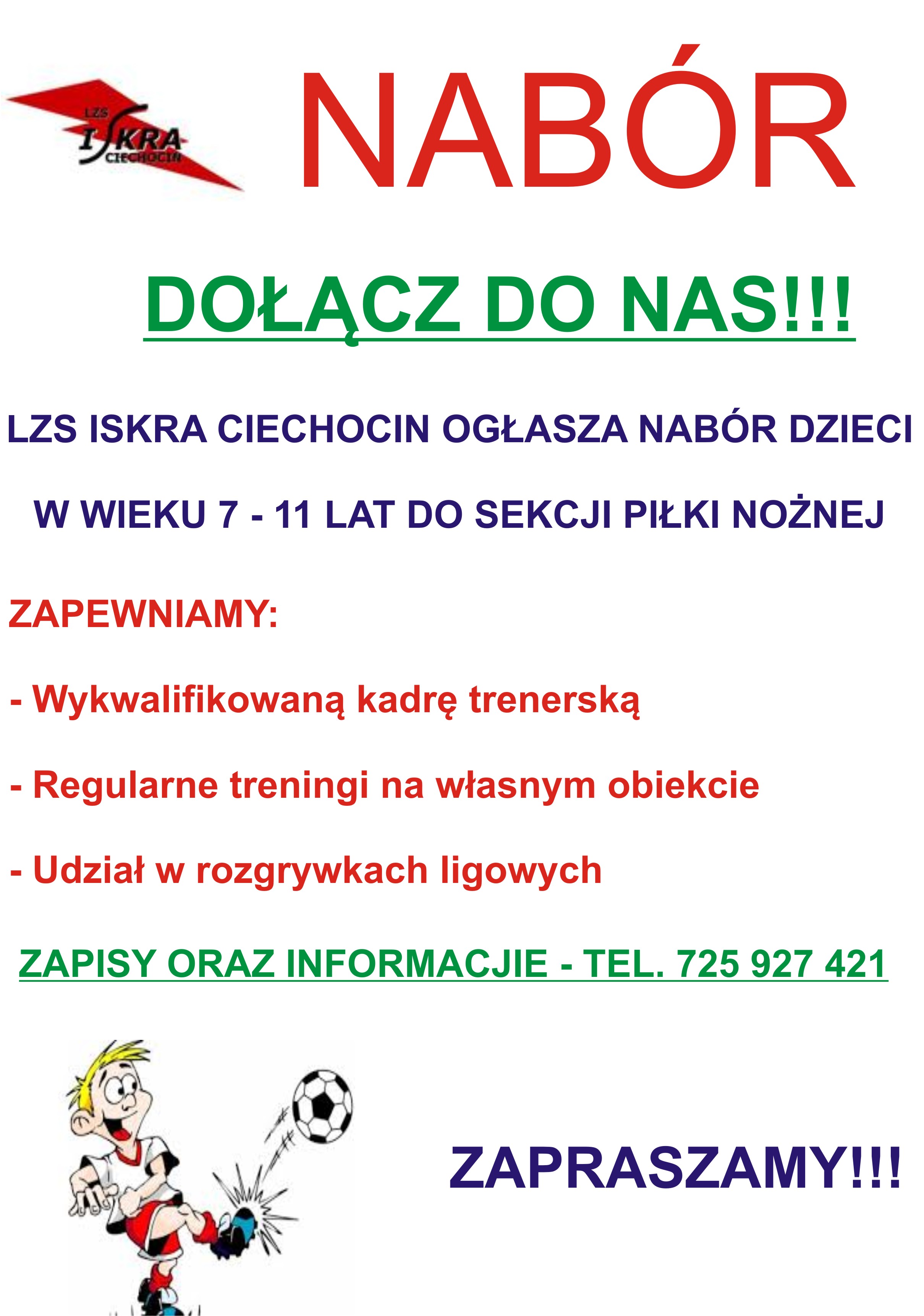 Nabór LZS ISKRY CIECHOCIN