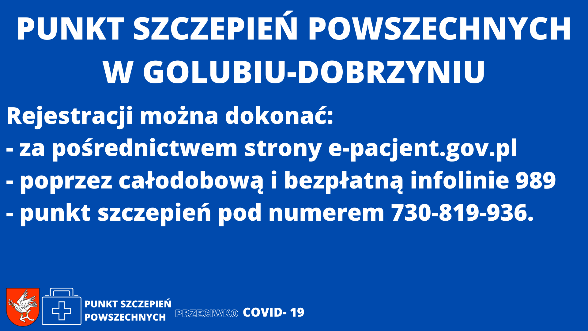 Punkt Szczepień Powszechnych w Golubiu-Dobrzyniu rozpoczyna swoją działalność