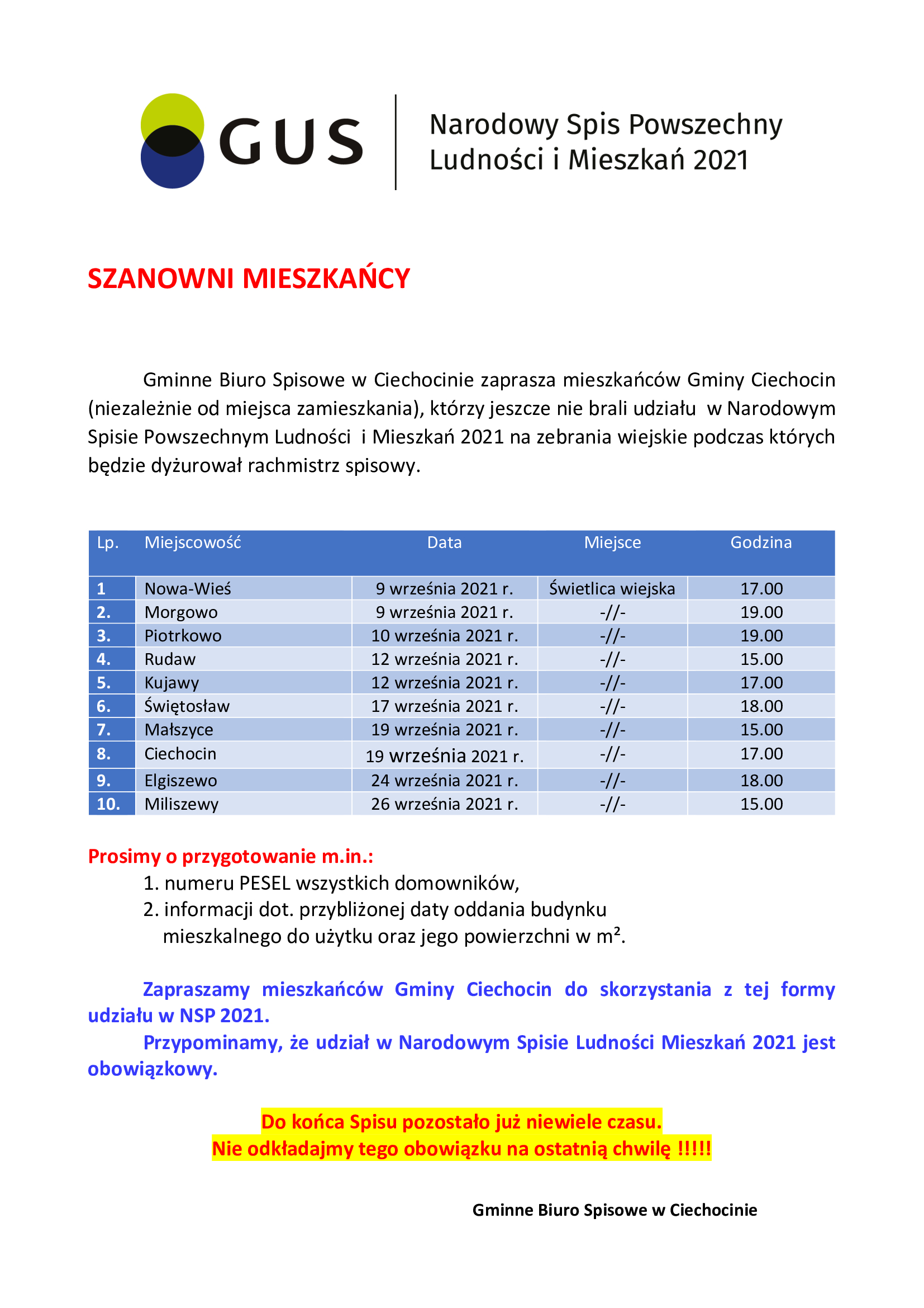 Mobilne Punkty Spisowe podczas Zebrań Wiejskich